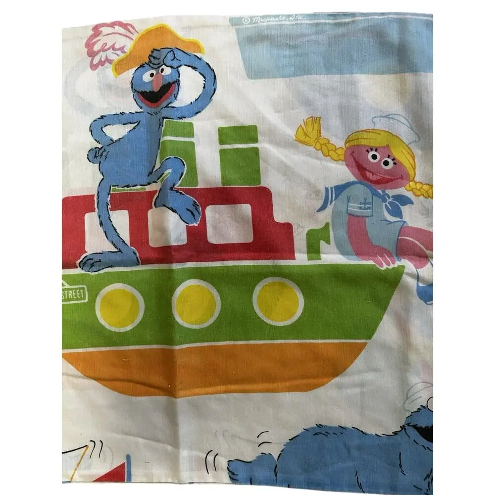 Sesame Street Kids Pillowcase Cookie Monster Ernie Bert Grover Boats 36x16